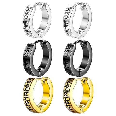 Viking Rune Hoop Earrings Set Cover