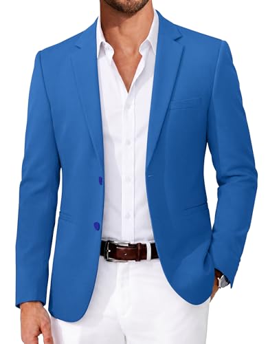 Blazer décontracté homme bleu royal en tricot léger ajusté
