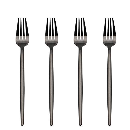 LEKOCH 4 Stück 18/10 Edelstahl Besteck Set 18.5cm (Schwarz 1, Gabel)
