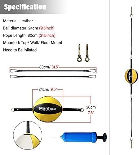 Speed Bag for Boxing, Speed Bags for Boxing Doorway, Double Sided Punch Bag Adult Kids Reflex Bag Floor to Ceiling Mount, Hanging Relief Stress Ball Leather Inflatable
