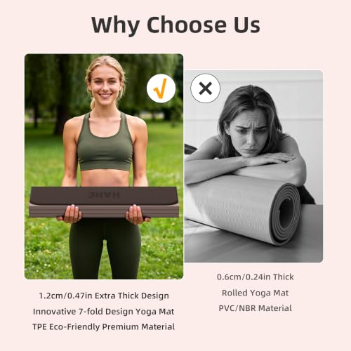 HAHE Extra Thick 7-Fold Yoga Mat, 72"x24"x0.47" TPE Exercise Mat - Image 4