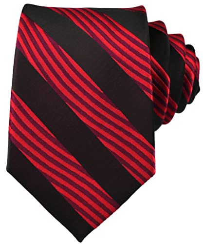 Secdtie Men s Red Black Striped Jacquard Woven Silk Tie Formal Necktie LUD24