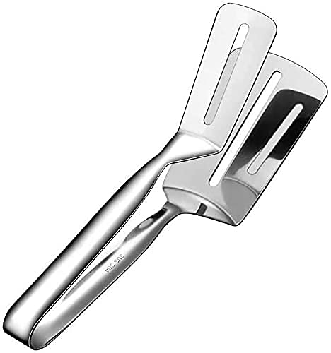 BEING CART® 3-in-1 Cooking Tong, Double Sided Spatula, 10 inch Multifunctional Stainless Steel Food Flipping Spatula Tongs Clip for Beefsteak Bread Hamburger BBQ Meats Pizza Pies Bread Fish