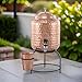 Hammered Copper Water Dispenser with Glass & Stand Capacity, 5ltr Container