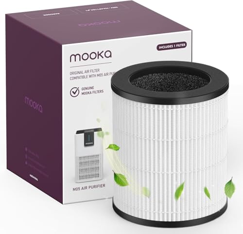 MOOKA Filtro purificatore d'aria M05, filtro HEPA 3 in 1, filtro dell'aria a carbone attivo ad alta efficienza, per fumo, odori, forfora, polline