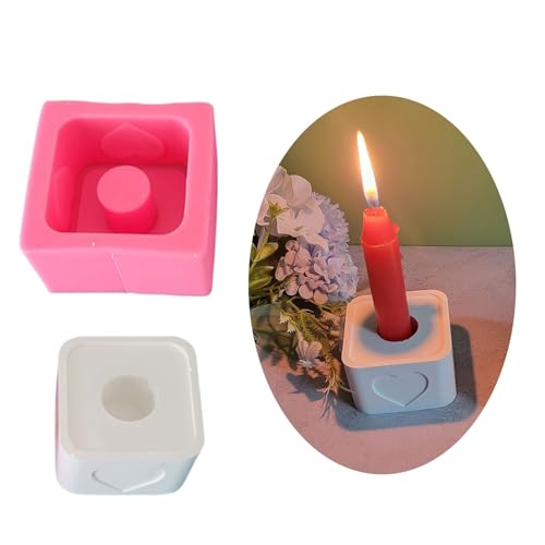 Moule silicone carré bougeoir cœur décor table - 3