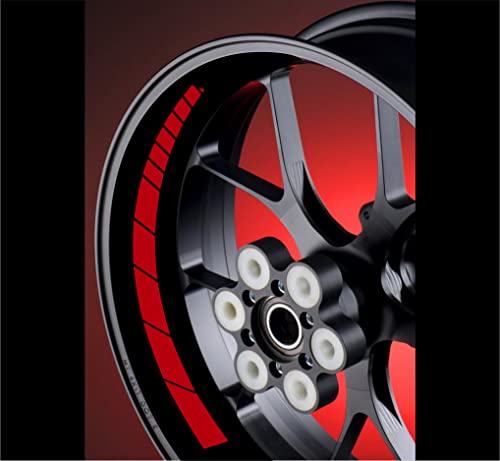 DualColorStampe Autocollants intérieurs pour jantes moto 17" compatibles avec Ducati Suzuki Kawasaki Honda Triumph jantes en caoutchouc bandes code D0042 (rouge) Cover