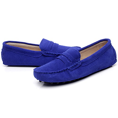 Image of ANUFER Women's Classic Suede Penny Loafers Comfort Handmade Slipper Moccasins