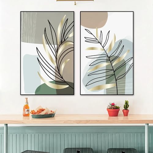 Affiches Boho Line plantes et feuilles motifs géométriques abstraits art mural nordique salon