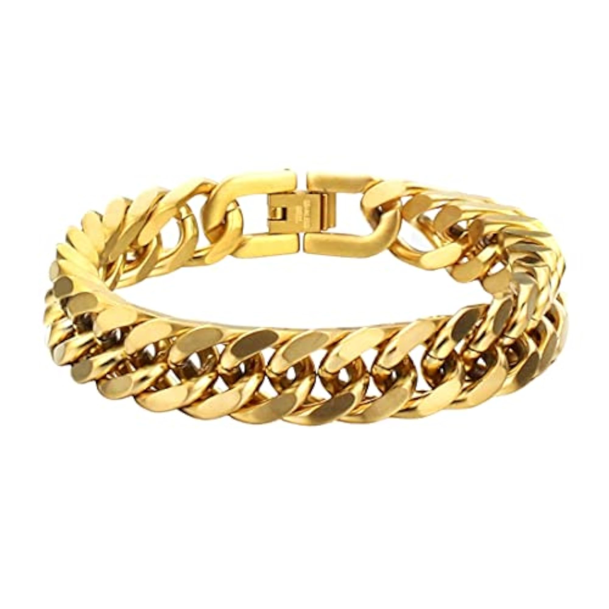 Gold Plated Stainless Steel Curb Chain Bracelet for Men