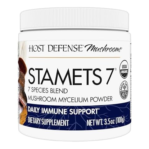 Host Defense Stamets 7 Mushroom Powder - 7 Species Blend - Mushroom Supplement for Immune Support with Royal Sun Blazei, Cordyceps, Reishi, Maitake, Lion's Mane, Chaga & Mesima - 3.5 oz (66 Servings)* Cover