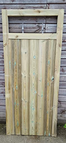 Smileswoodcraft Wooden Straight Spike Railing Garden Gate 5ft H (152cm H x 76cm W)