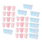 Lurrose 48個 入りポップコーンボックス 紙製スナック容器 多彩ストライプ ドット柄 パーティー用お菓子入れ 爆米花やキャンディー収納に