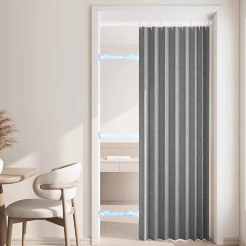 MTHGH Falttürvorhang,Mit Teleskopstange,Magnetischer Türvorhang mit Verdunkelung, Faltbarer Raumteiler für Bad/Schlafzimmer/Wohnzimmer, Akkordeon-Design(B,120W*180H)