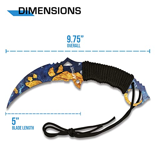 MTECH USA Fixed Blade Knife, Partially Serrated Stainless Steel Blade with Cord Wrapped Handle, Black Nylon Sheath - Hunting, Camping, Survival, Everyday Carry (Blue Yellow) by MTECH USA - Used condition - Image 2