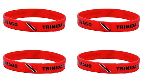 LLBFHH 4 Pcs Trinidad Trinidadians Country Flag Rubber Bracelets, National Flag Silicone Bracelet, Rubber Wristbands Patriotic Decorations Gift.