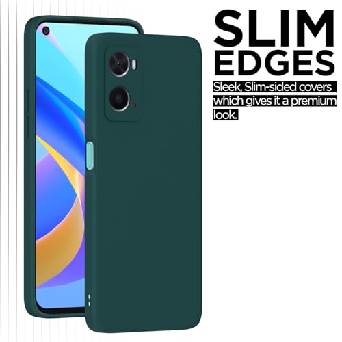Image of Outlouders Back Cover for Oppo A76 / Oppo A96 / Oppo A36 | Camera Protection | Durable Soft Matte Silicone Bumper Case (Green)