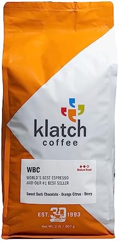 Klatch Coffee WBC World's Best Espresso Medium-Dark Roast, 2 Pounds, Whole Bean