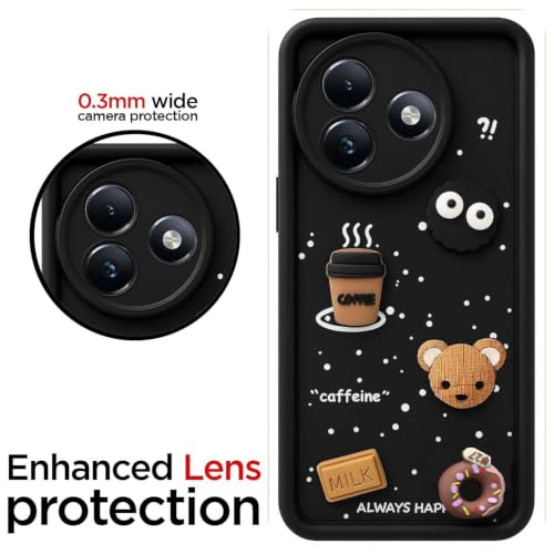 Image of Bintage Cute Fun Ball | Taddy Cartoon 3D Smiley Coffee Cup | Milk Donut | Full Protection Rubber Back Cover Compatible for itel S667LN / itel S24 - Black