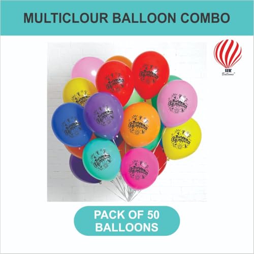 Image of Hk Balloons 50Pcs congratulations Balloons For Decoration Item Multicolor Balloons For Wedding Anniversary, Graduation Party Decors, Retirement, Achievement & Success Party Promotion Celebration