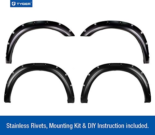 Tyger Auto Tg-Ff8D4418 For 2019-2022 Ram 2500 3500 | Not For 3500 Dually Models | Smooth Paintable Matte Black Pocket Bolt-Riveted Style Fender Flare Set, 4 Piece #TOP1