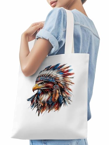 Canvas Tote Bag, Western Eagle Watercolor Aesthetic Canvas Tote Handbags for Women Shoulder Bag3