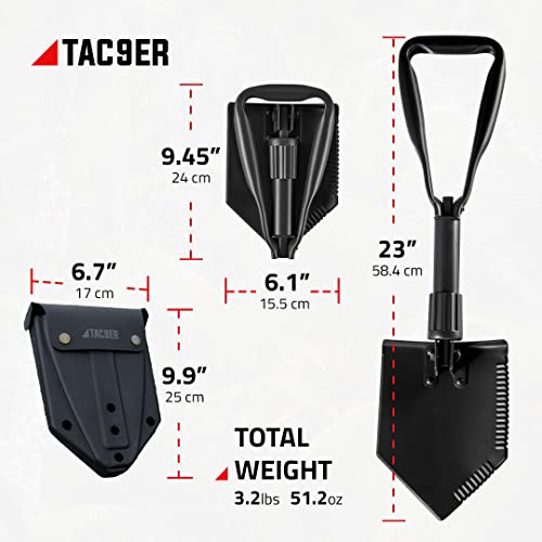 Tac9Er Heavy Duty Folding Shovel Survival Tool For Car Or 4X4 | Portable Foldable Camping Shovel | Small Survival Shovel For Digging | Emergency Tactical Shovel | Military Evacuation E-Tool Shovel #TOP7