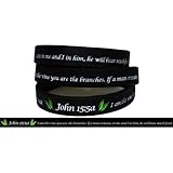 John 15:5a Silicone Flourish debossed wristband Bracelet Christian - Black with white / green text
