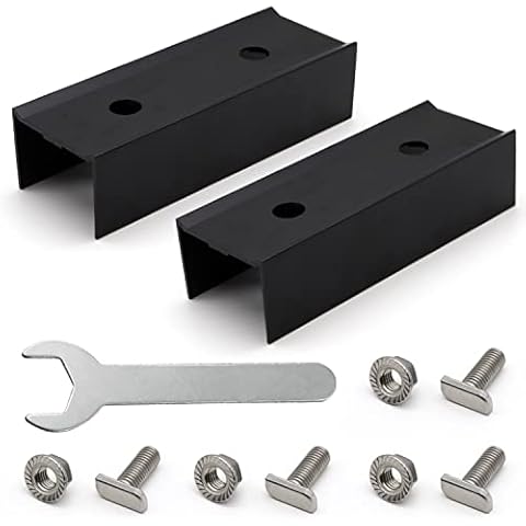 Stainless Steel C-Profile Connector PV Solar Panels, 2 Pack Photovoltaic Solar Panel Rail Connector with Hex Key for Mounting Photovoltaic Mounting Rails Accessories 43 x 30 x 120 mm Cover