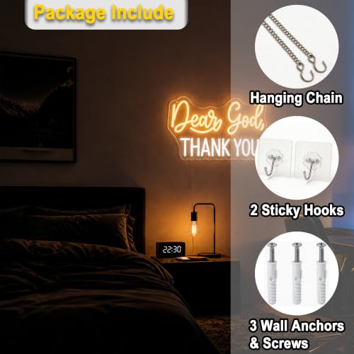 Image of Dear God Thank You Neon Sign for Wall Decor Light Up Sign Led Signs for Room Party Home Wall Decor USB Powered
