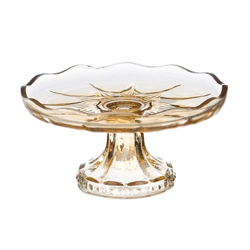 Blanc Mariclò Alzata in vetro ocra, alzatina per dolci shabby chic "Vent du sud" D17xH15 cm