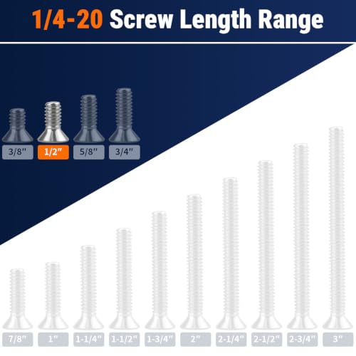 RoyceMart 1/4-20 x 1/2" Phillips Flat Head Machine Screws, 304 SS, 30pcs by RoyceMart - Used condition - Image 3