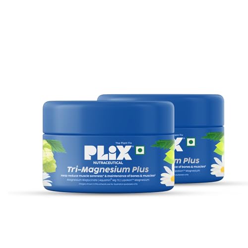 PLIX THE PLANT FIX Tri-Magnesium Plus Tablets | Bis-Glycinate & Chamomile Extract | 440mg Elemental Magnesium | High Absorption for Sleep, Muscle Recovery & Relaxation | 60 Tablets (Pack of 2)