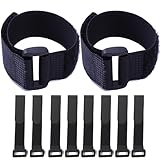 HUAPX Fastening Hook and Loop Cable Straps,10Pack Black Self-Adhesive Cable Ties,Nylon Securing Straps with Buckles,Adjustable and Reusable Cinch Straps for Cords Organized and Tidy(1' x 16')