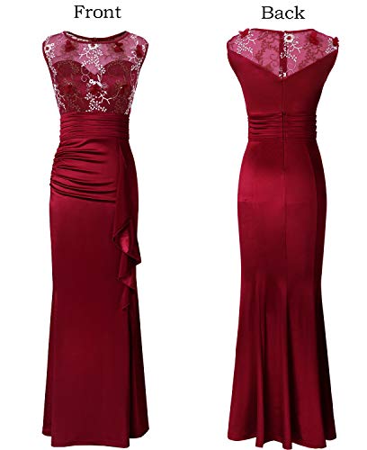 Image of VFSHOW Womens Formal Ruched Ruffles Evening Prom Wedding Party Maxi Dress