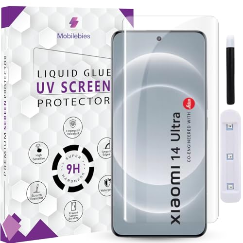 Image of Premium HD+ UV Tempered Glass Screen Protector For Xiaomi 14 Ultra (6.73 Inch, Pack of 1) Full Adhesive UV Curved Screen Protector Case Friendly HD Clarity with installation kit & Guide