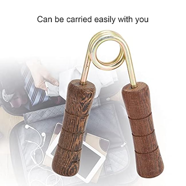 Hand Grip Strengthener, Wooden Handle Wrist Hand Exerciser Portable for Gym for Office for Fitness Man for Athlete for Home