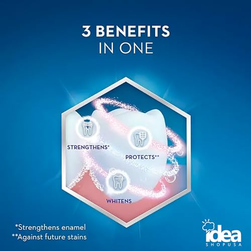Crest-3D-White Ultra Whitening Toothpaste Vivid Mint, 3 Large Tubes of 5.2 oz (Total 15.6 oz) Anticavity Fluoride Toothpaste, Enamel Repair, Stain Protection + Bonus Idea Shop USA Toothpaste Squeezer