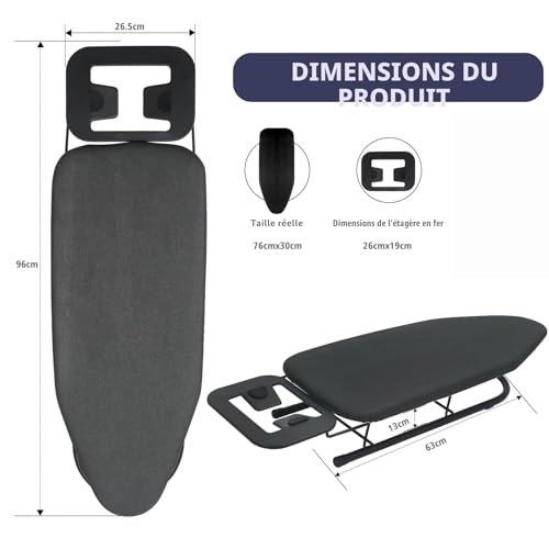 Rainberg Planche à Repasser de Table, Design Pliable, Pieds Pliables antidérapants, Housse 100% Coton avec Couche de Mousse, Repose-Fer à Vapeur, légère, emplacements limités, 76 x 30 cm – vue 2