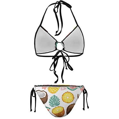 Hoamoya Tropical Summer Pineapple Women Bikini Set Triangle Bikini Two Piece Swimsuit Swimwear String Bathing Suit #TOP5