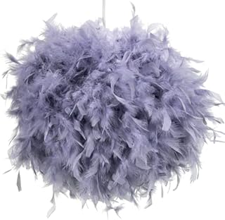 Giggi Feather Light Shade 40cm Diameter Lamp Shades for Pendant Ceiling Light, Table Lamp, Floor Lamp | Fluffy Feather Lampshade Ceiling Light Shade for Living Room, Bedroom, Kitchen (40cm, Grey)
