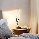 AUA Lámpara de escritorio LED, 49cm lámpara de mesa curva moderna 20W, lámpara de noche de lectura nocturna 3000K para dormitorio, estudio