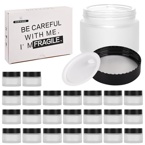 ZBCCEOB Glass Jars with Lids -Small Empty Cosmetic Containers for Making Candles andLotions, Creams, Balmss and DIY Crafts (24 Pack, 1oz/2oz/4oz) (Clear Frosted, 2oz)