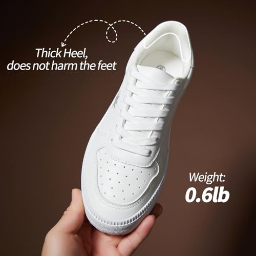 Moudki Womens White Tennis Shoes PU Leather Sneakers Casual Walking Shoes3