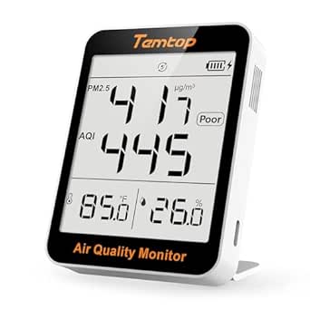 Temtop Air Quality Monitor PM2.5 Thermo-Hygrometer Digital Hygrometer Indoor Humidity Gauge for Home Office Humidity monitor for Bedroom, Livingroom