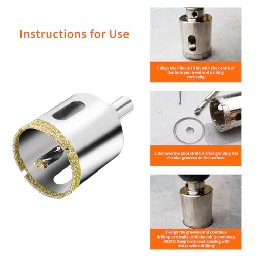 Meccion Diamond Hole Saw with Pilot Center Drill Bit 16mm Diamond Core Hole Cutter for Tile, Porcelain, Glass, Marble, Ceramic 5 Meccion Diamond Hole Saw with Pilot Center Drill Bit 16mm Diamond Core Hole Cutter for Tile, Porcelain, Glass, Marble, Ceramic - Image 5