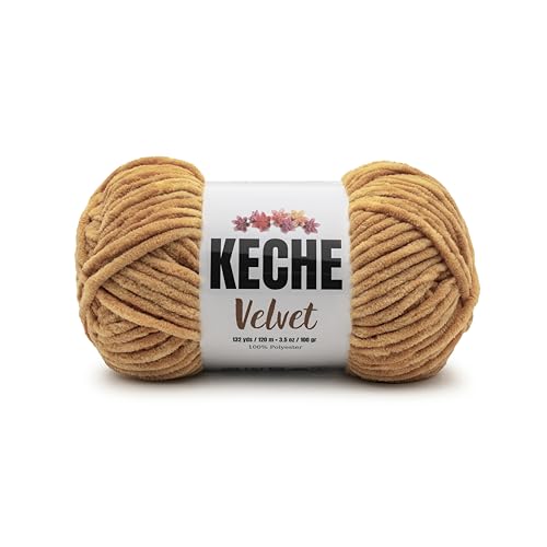 Image of Keche Velvet Yarn for Crocheting, Soft Chenille Bulky Baby Blanket Amigurumi Yarn 100 gr (132 yds) - Honey Foam