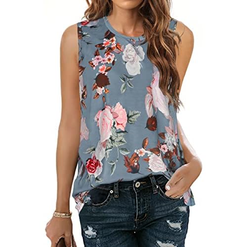 Women Summer Tops Sleeveless Tank Floral Casual Cute Loose Fit Cute T-Shirt Tunic 2026