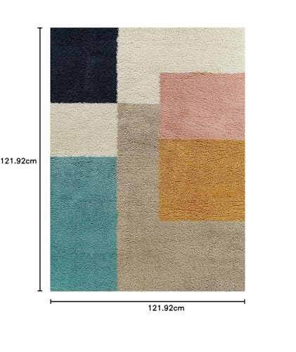 Image of Carpet for Living Room 4x4 Feet Square Anti Skid Rug Colour Beige