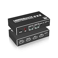 IVIVTOR 4K HDMI Switch 2 in 2 Out - HDMI Matrix 2x2 4K@60Hz mit IR-Fernbedienung unterstützt Dolby Digital Ultra 4K@60Hz 3D YUV 4:2:0 HDCP 1.4 Plug & Play für PS5 PC TV Beamer（Keine PC-Erweiterung）